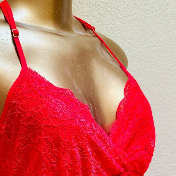 I.N.C. Lace long nightgown “L” Red Love MEW ! - Picture 12 of 13